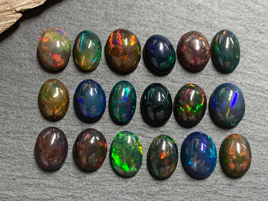 Natural Black Ethiopian Opal oval 10-11mm long Cabochon/ Select your cabochon