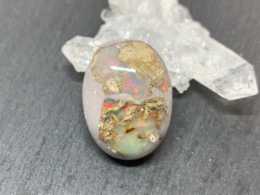 Ethiopian Opal Cabochon – Stabilized Welo Opal with Bright Play of Color - 19x25x10mm