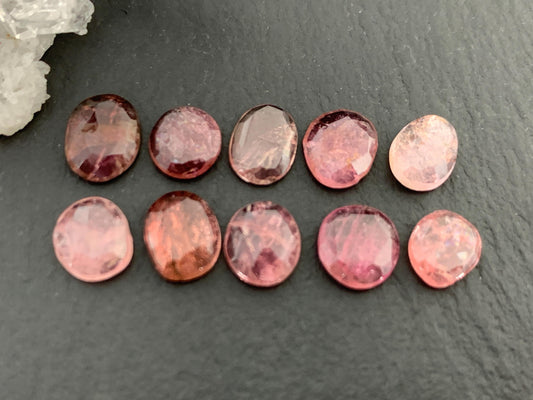 Faceted Tourmaline oval 6-8mm long cabochon