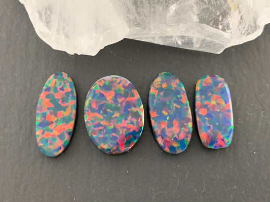 Aurora Opal oval 15-17mm long oval cabochon - Doublet cabochons