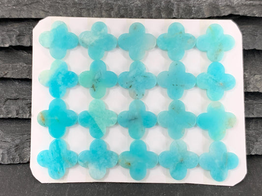 Flat Amazonite clover 13mm cabochon - Calibrated cabochons