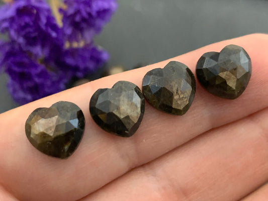 Faceted Star Sapphire heart 10mm Cabochon