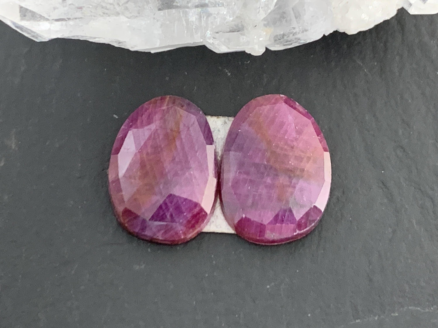 Faceted Ruby pair 10x15x3mm cabochon.