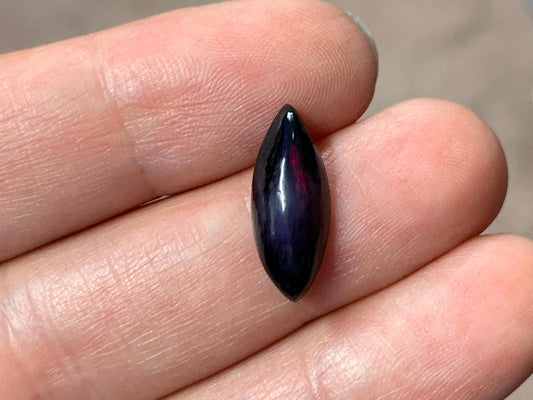 Black Ethiopian Opal marquise 7x17x4mm cabochon
