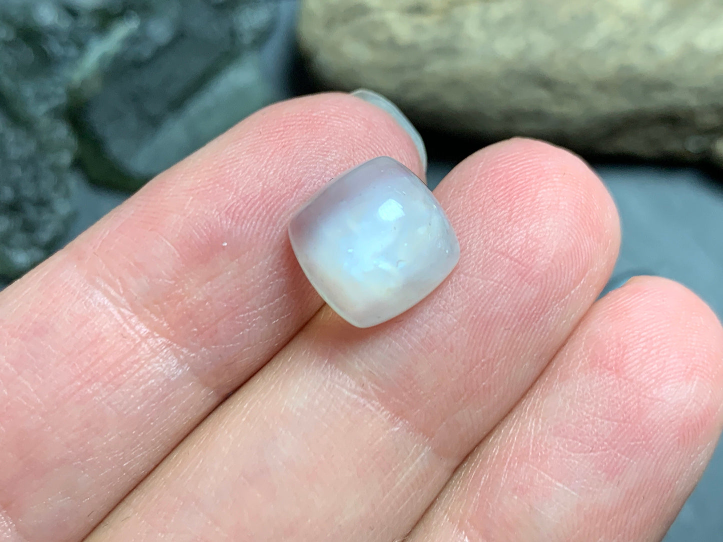 White Moonstone square cushion 10mm cabochon - Calibrated cabochons