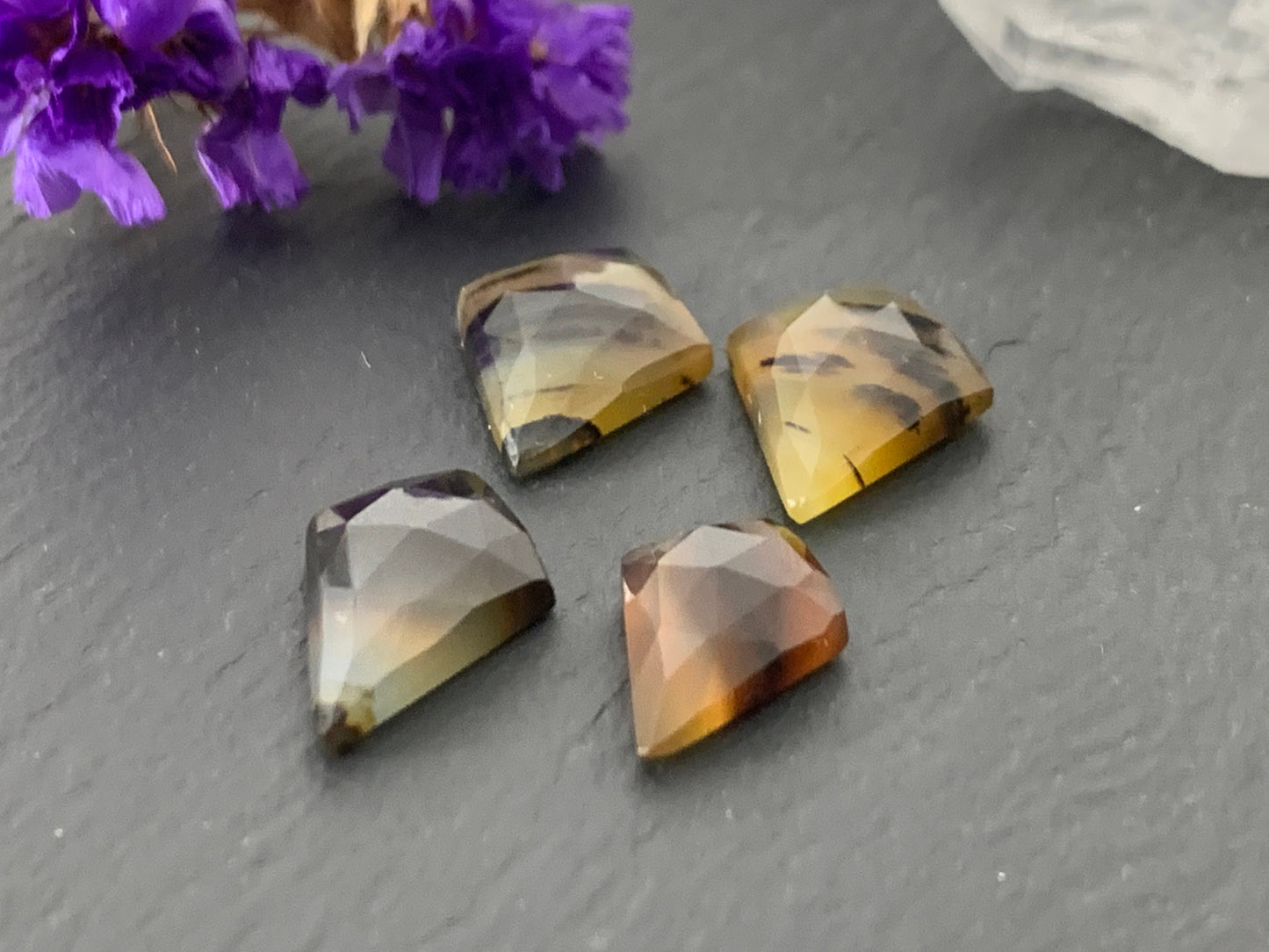 Faceted Montana Agate kite 10-12mm long cabochon
