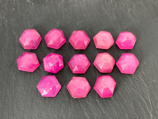 Faceted Pink Sapphire hexagon 8mm cabochon