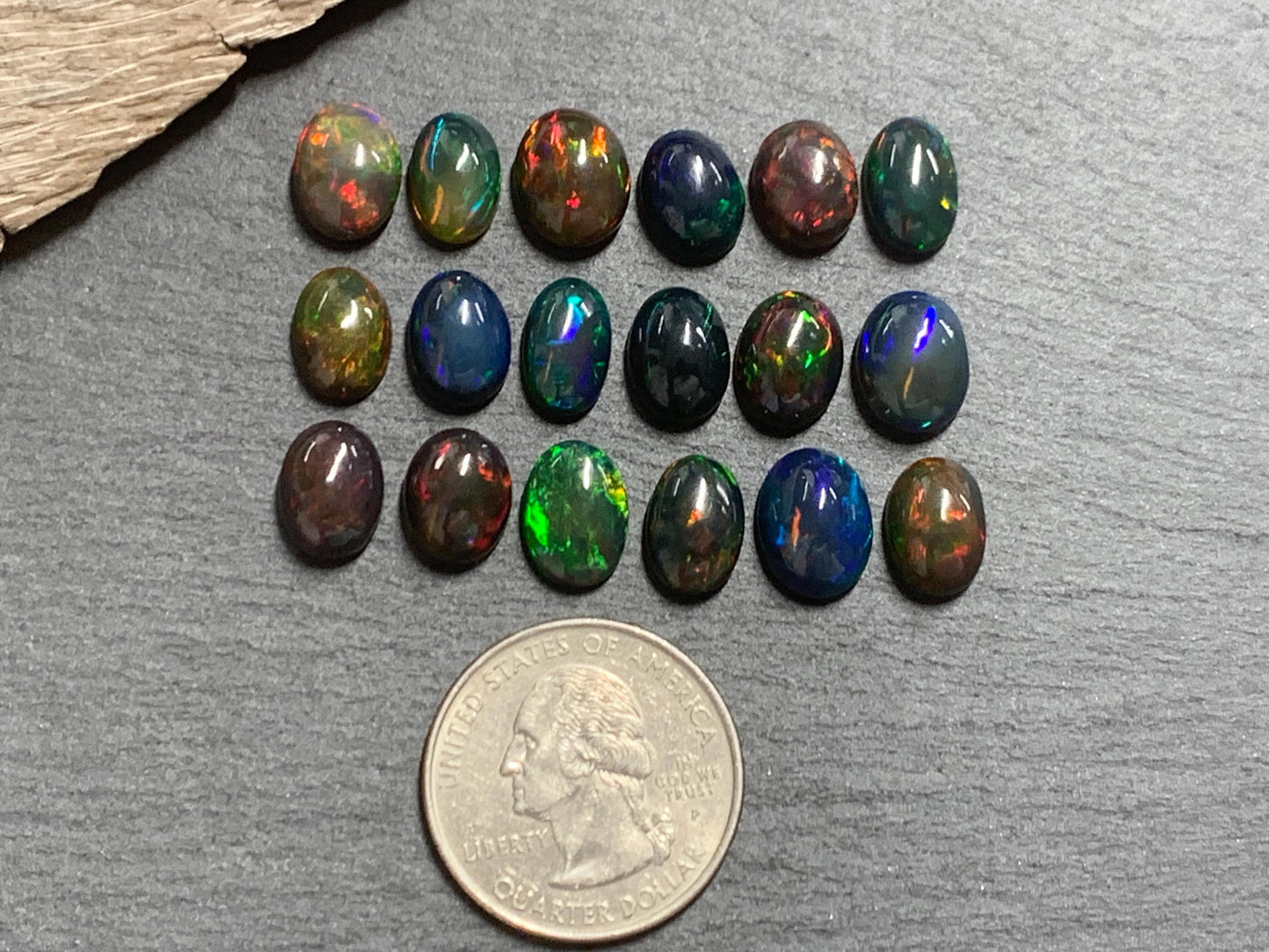 Natural Black Ethiopian Opal oval 10-11mm long Cabochon/ Select your cabochon