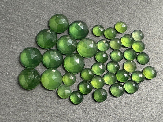 Faceted Serpentine round 6, 10mm cabochon