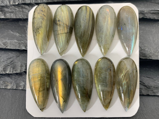 Labradorite pear 12x30mm Cabochon - Calibrated cabochons
