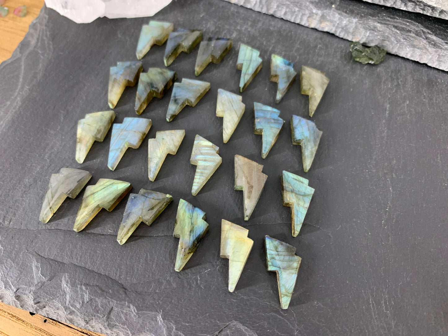 Labradorite lightning bolt 12x19mm cabochon- select your cabochon