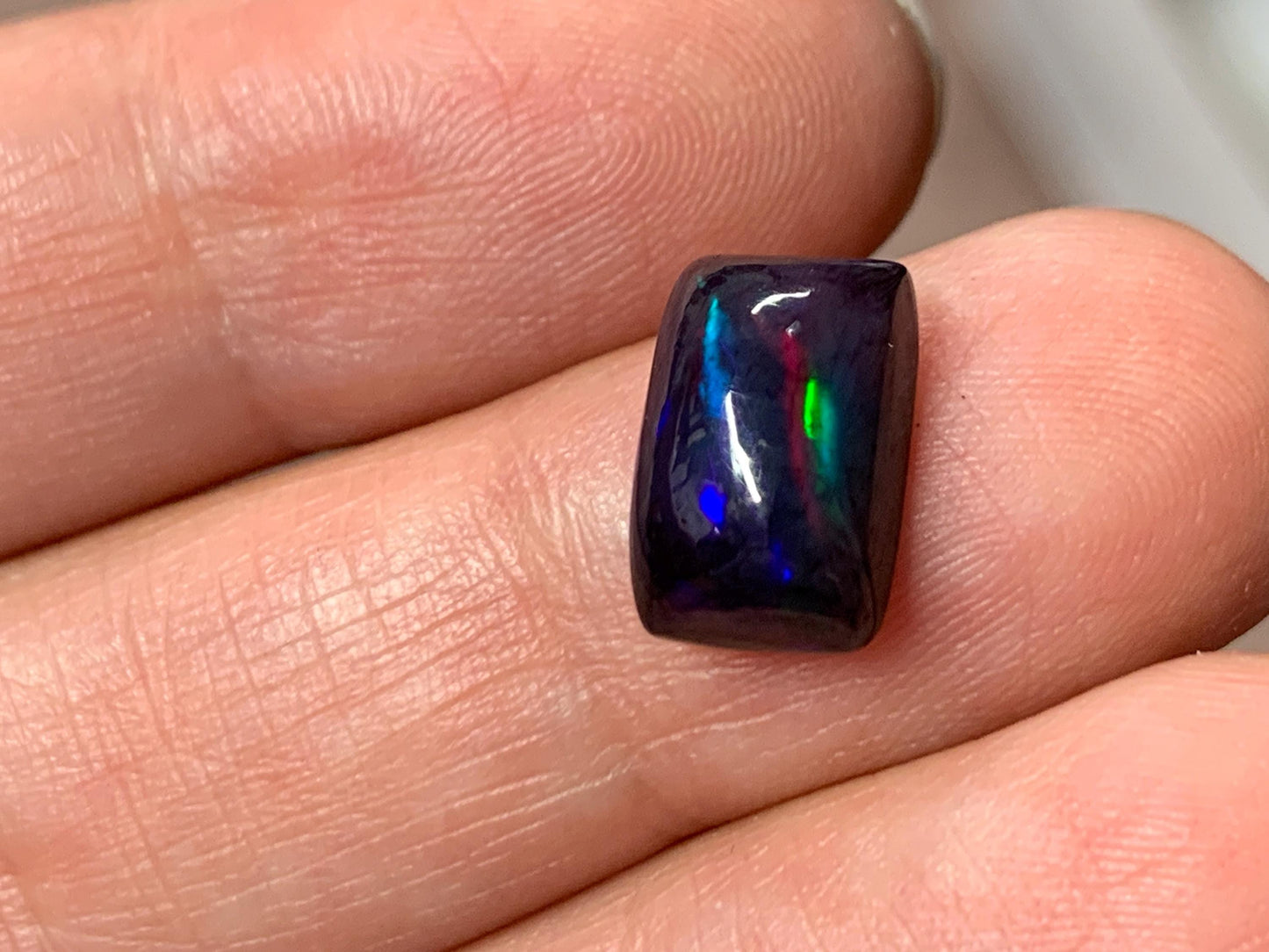 Black Ethiopian Opal rectangle 7x11x5mm cabochon