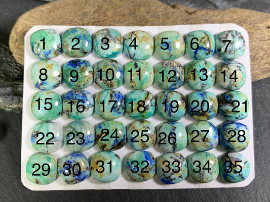 Azurite square cushion 10mm cabochon - Calibrated cabochons