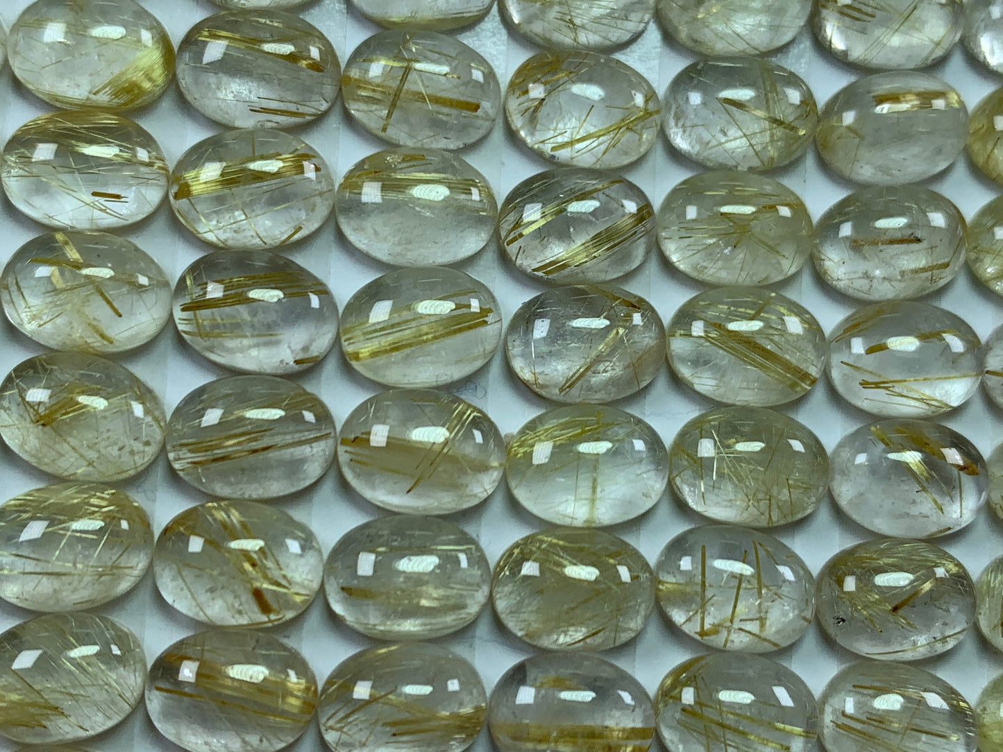 Gold Rutilated Quartz oval 6x8mm cabochon - Calibrated cabochons