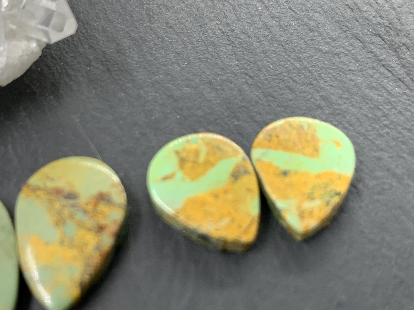 Tibetan Turquoise Pair 12-16mm long Cabochon - Hand Cut Cabochon