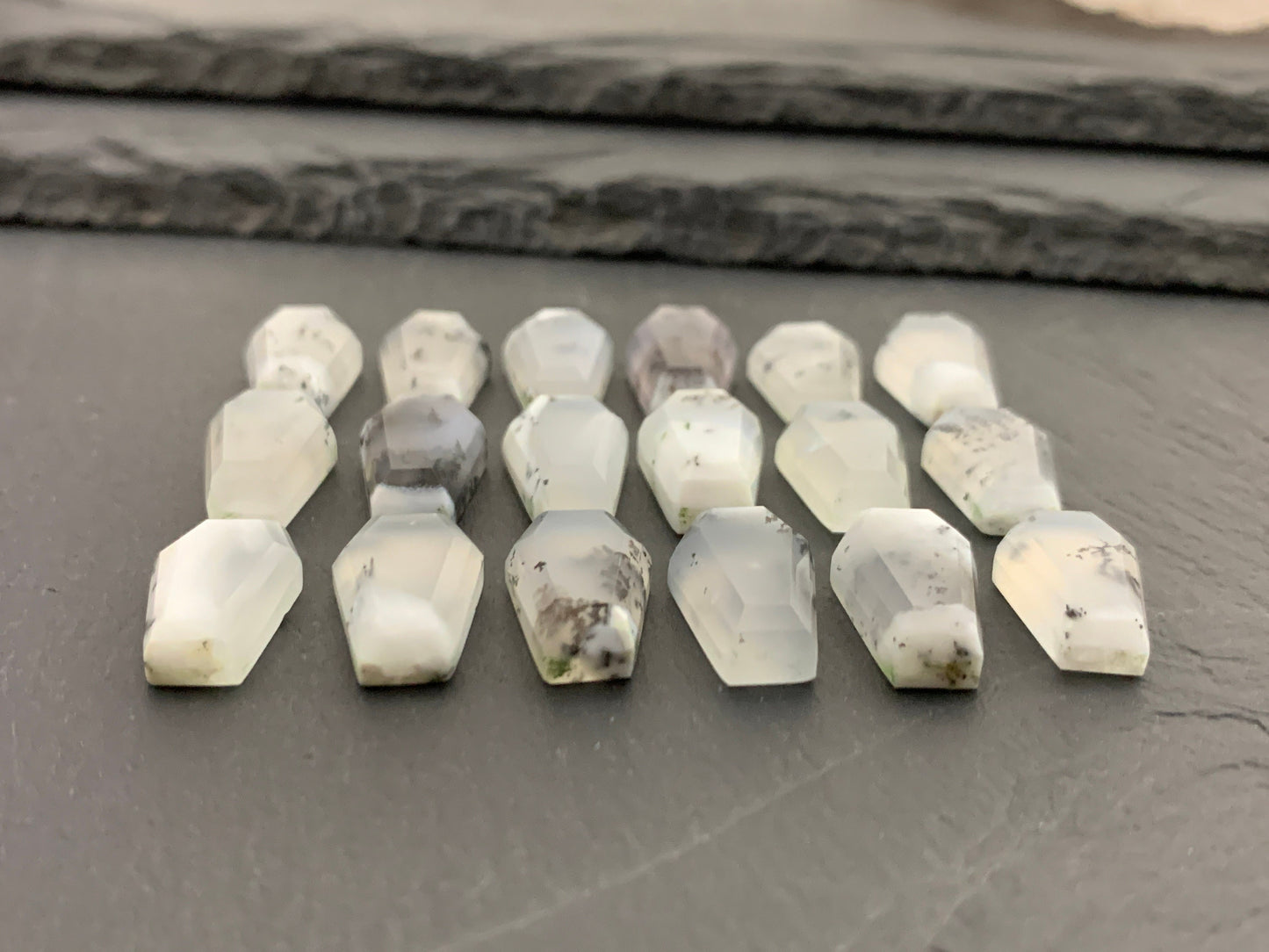 Step Cut Dendrite Opal coffin 10x16mm cabochon