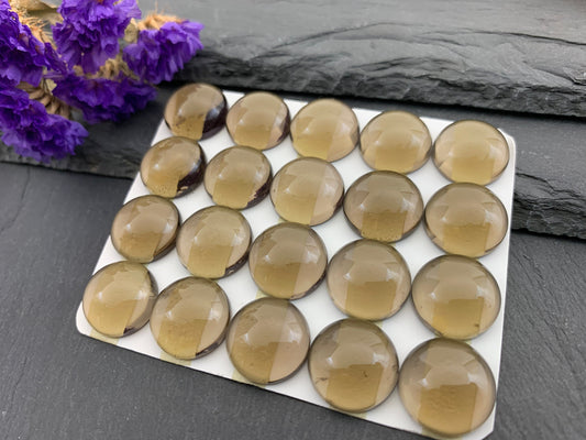Smokey Quartz round 15mm cabochon -  Calibrated cabochons