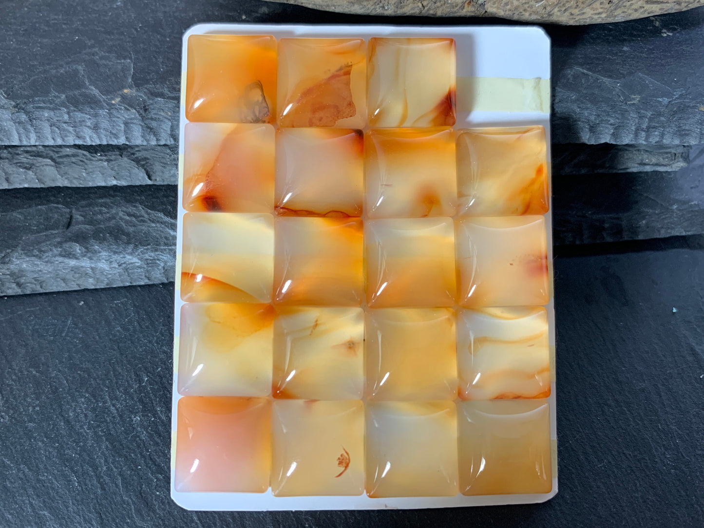 Carnelian square 15mm cabochon - Calibrated cabochons