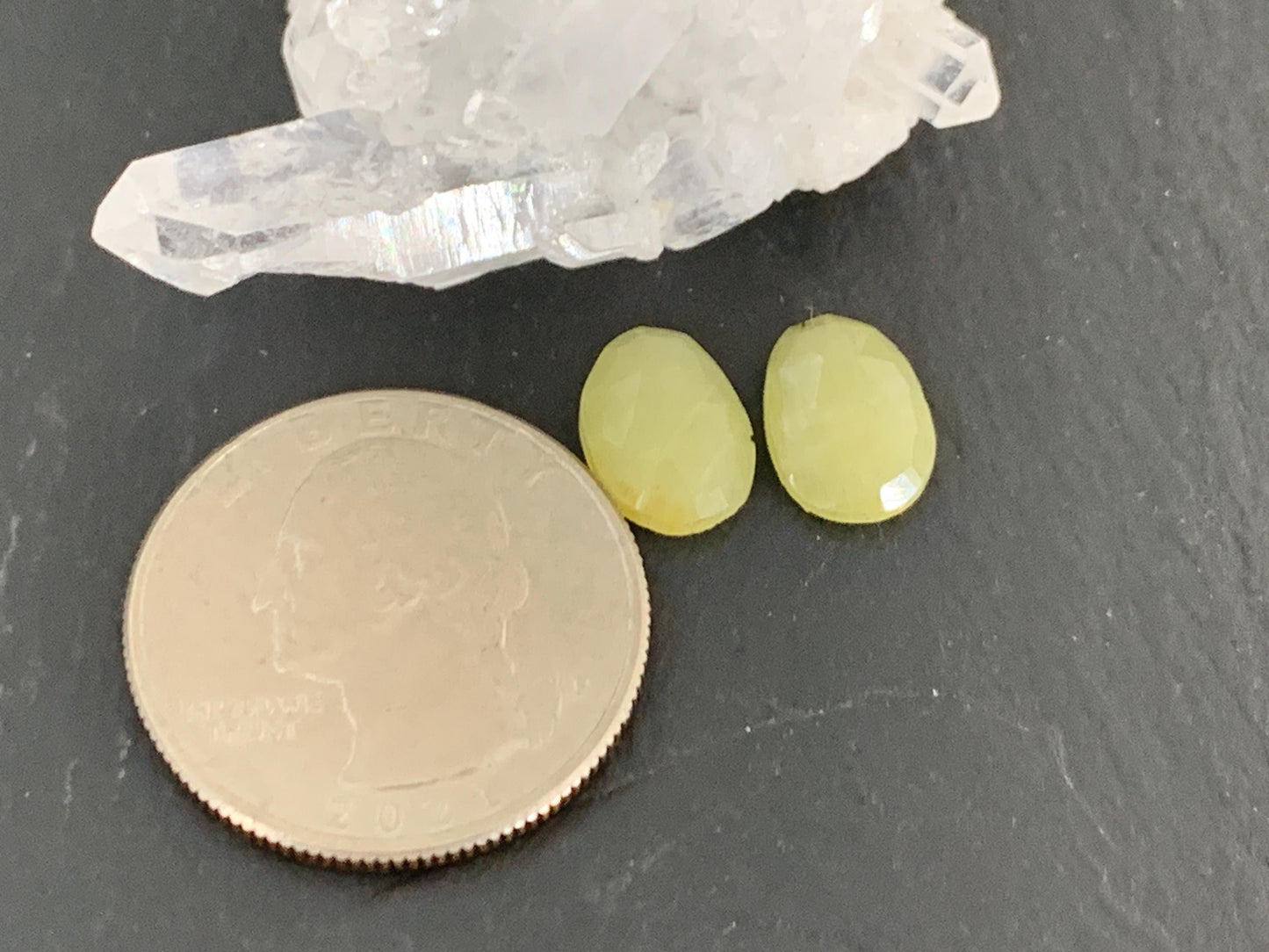 Faceted Yellow Sapphire pair 8x11x3.5mm cabochon