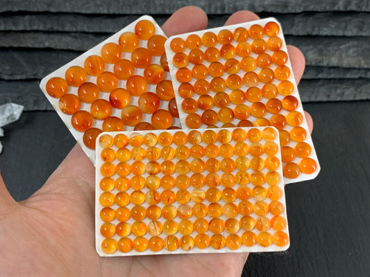 Carnelian round 5, 6, 8mm cabochon - Calibrated cabochons