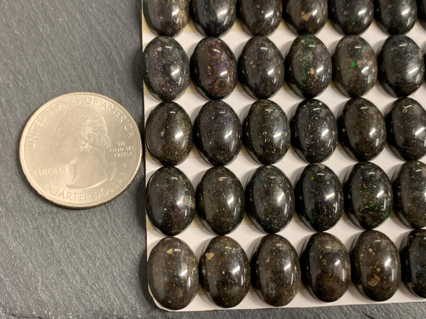 Black Andamooka Opal Oval 10x14mm cabochon  - Matrix Australian Opal