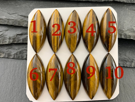 Tiger Eye marquise 12x30mm cabochon - Calibrated Cabochons