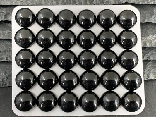 Black Spinel round 12mm cabochon - Calibrated cabochons