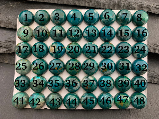 Chrysocolla round 10mm cabochon - Calibrated cabochons