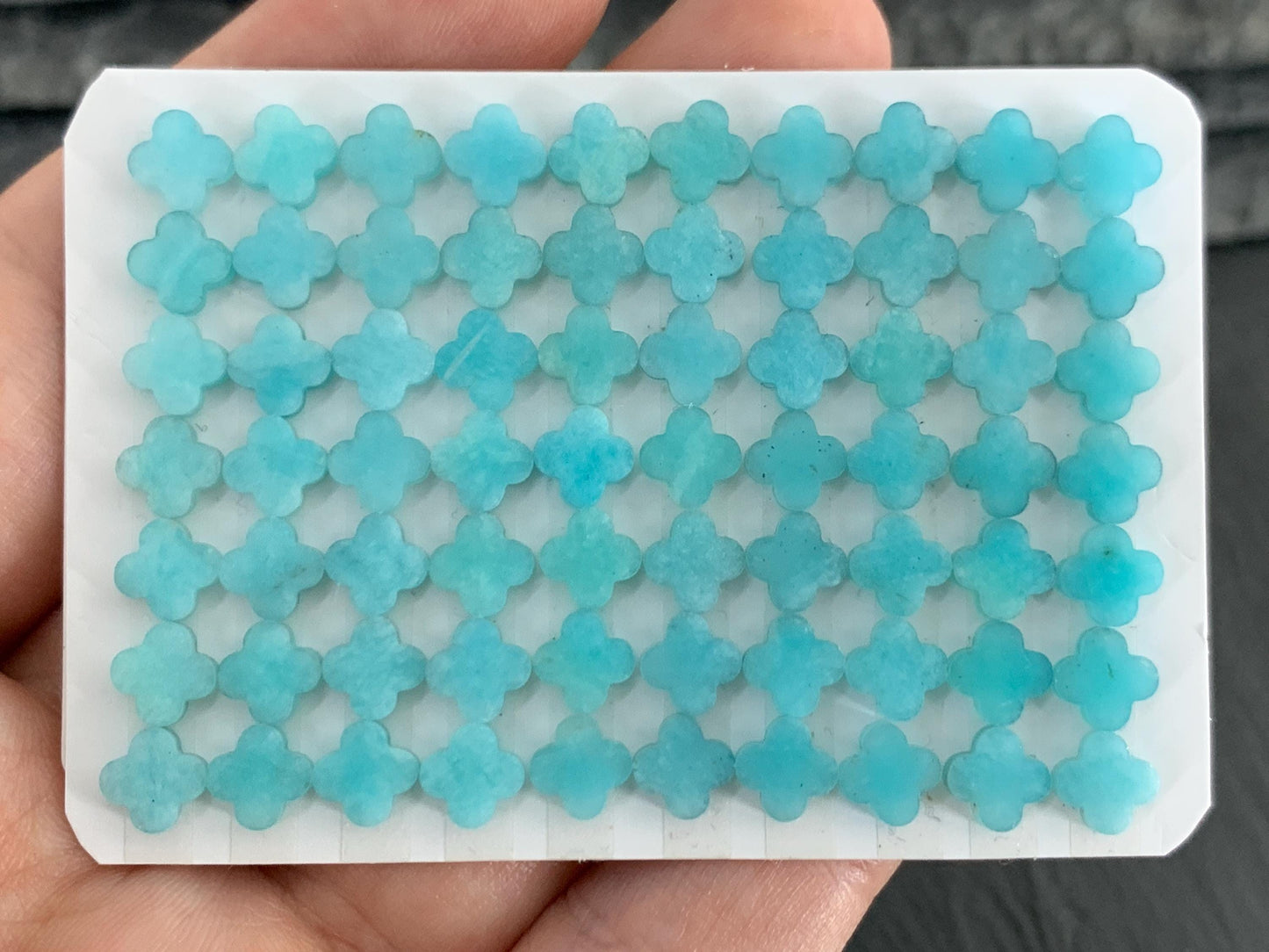 Flat Amazonite clover 6mm cabochon - Calibrated cabochons