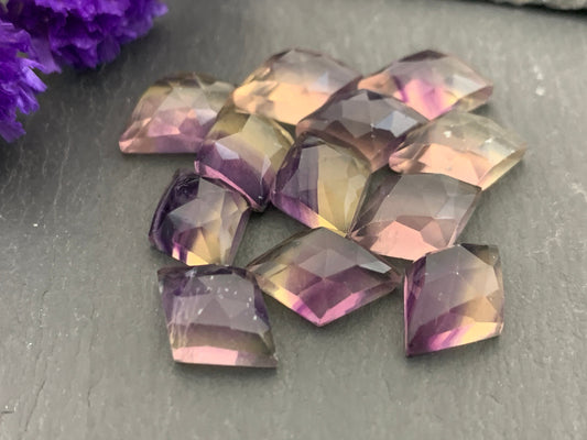Faceted Fluorite rhombus 10x14mm cabochon - Calibrated cabochons