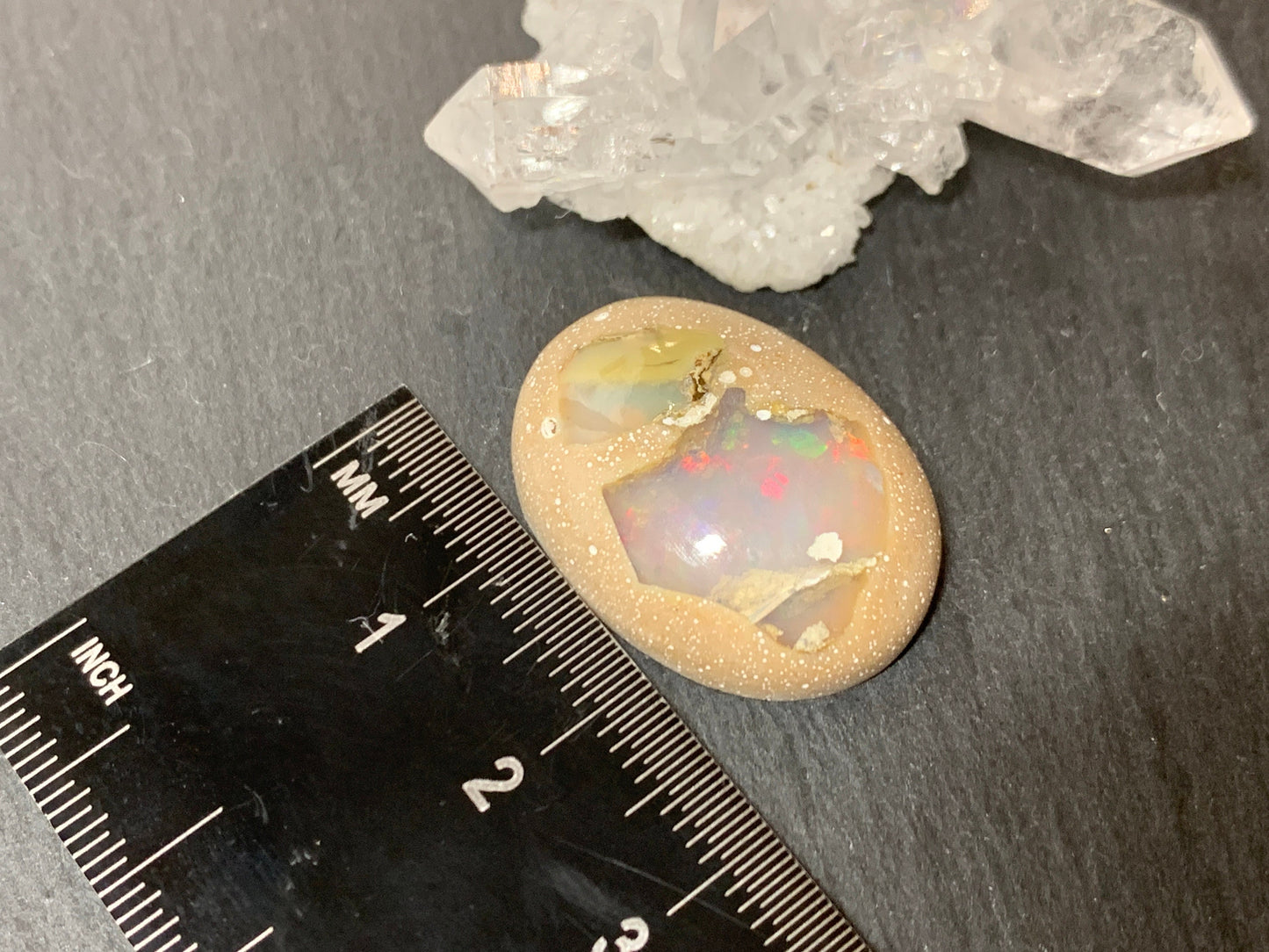 Ethiopian Opal Cabochon – Stabilized Welo Opal with Bright Play of Color - 18x25x8mm
