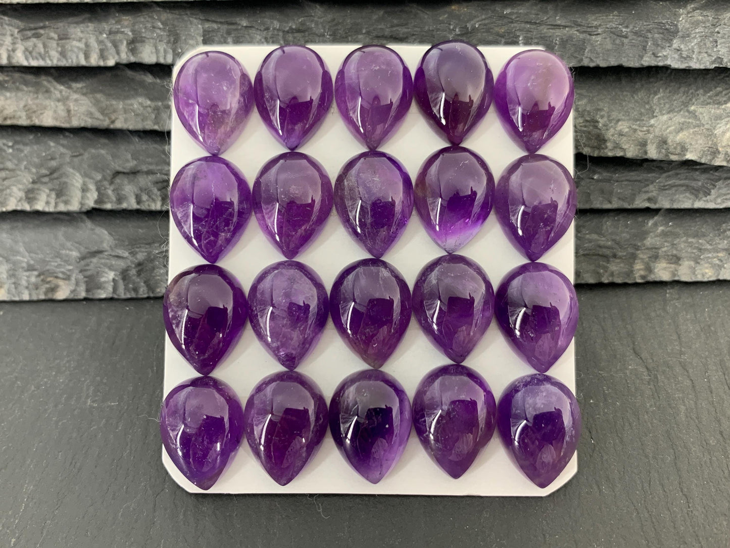 Amethyst pear 12x16mm cabochon - Calibrated cabochons