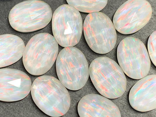 Faceted Aurora Opal oval 10x14mm cabochons - Doublet cabochons