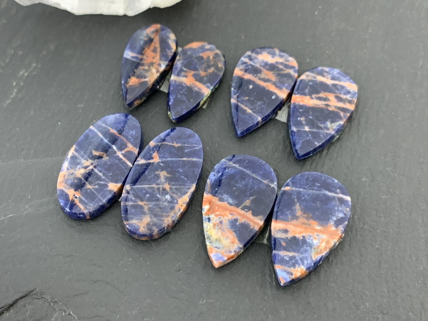 Natural Sodalite pair 22-25mm long cabochon