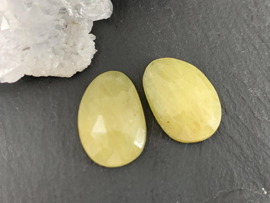 Faceted Yellow Sapphire pair 11x16x4mm cabochon