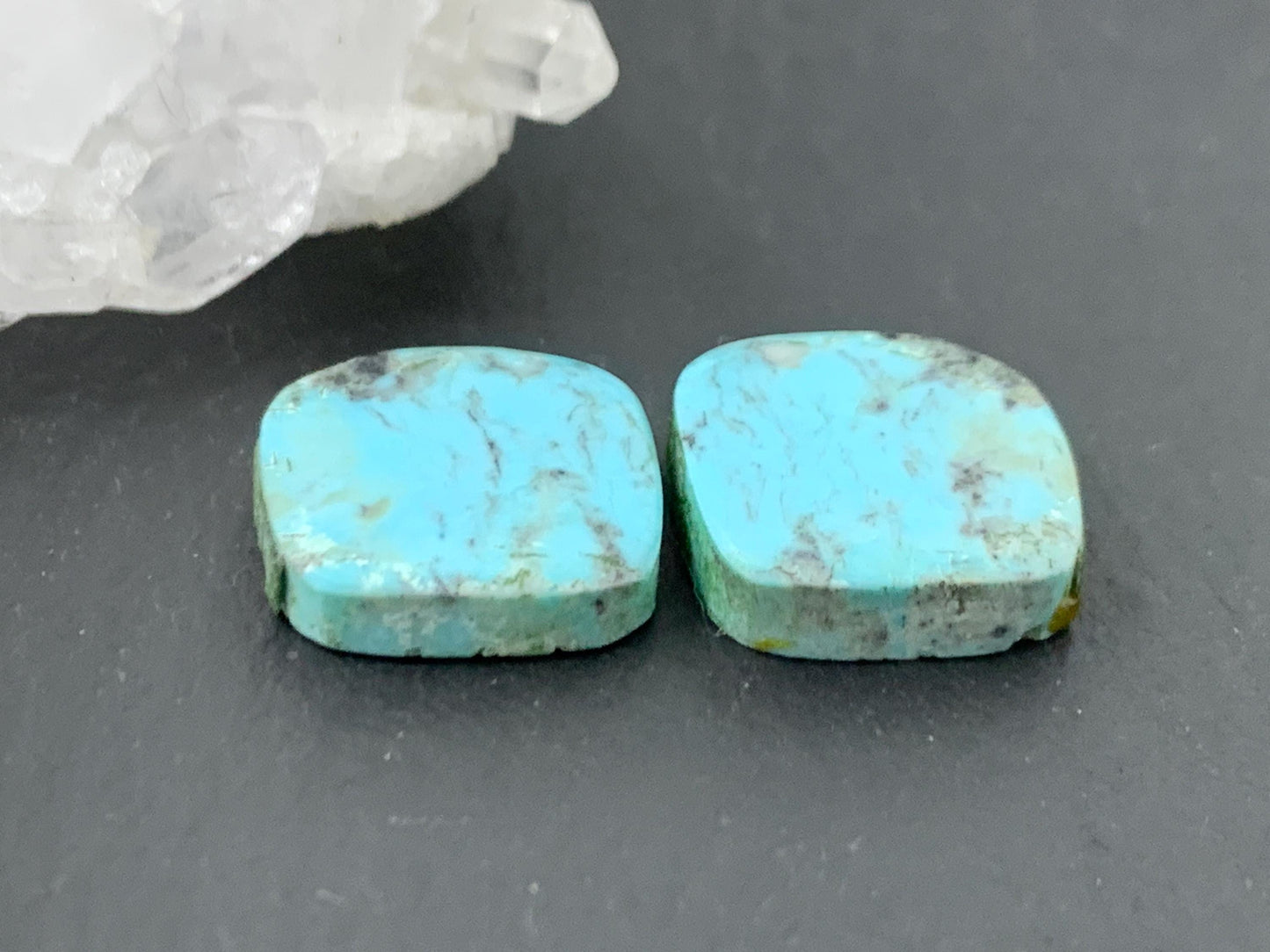 Tibetan Turquoise Pair 12.5mm Cabochon - Hand Cut Cabochon