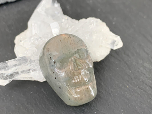Labradorite Skull Cabochon 14x21mm - Natural Green Gemstone, Hand Carved
