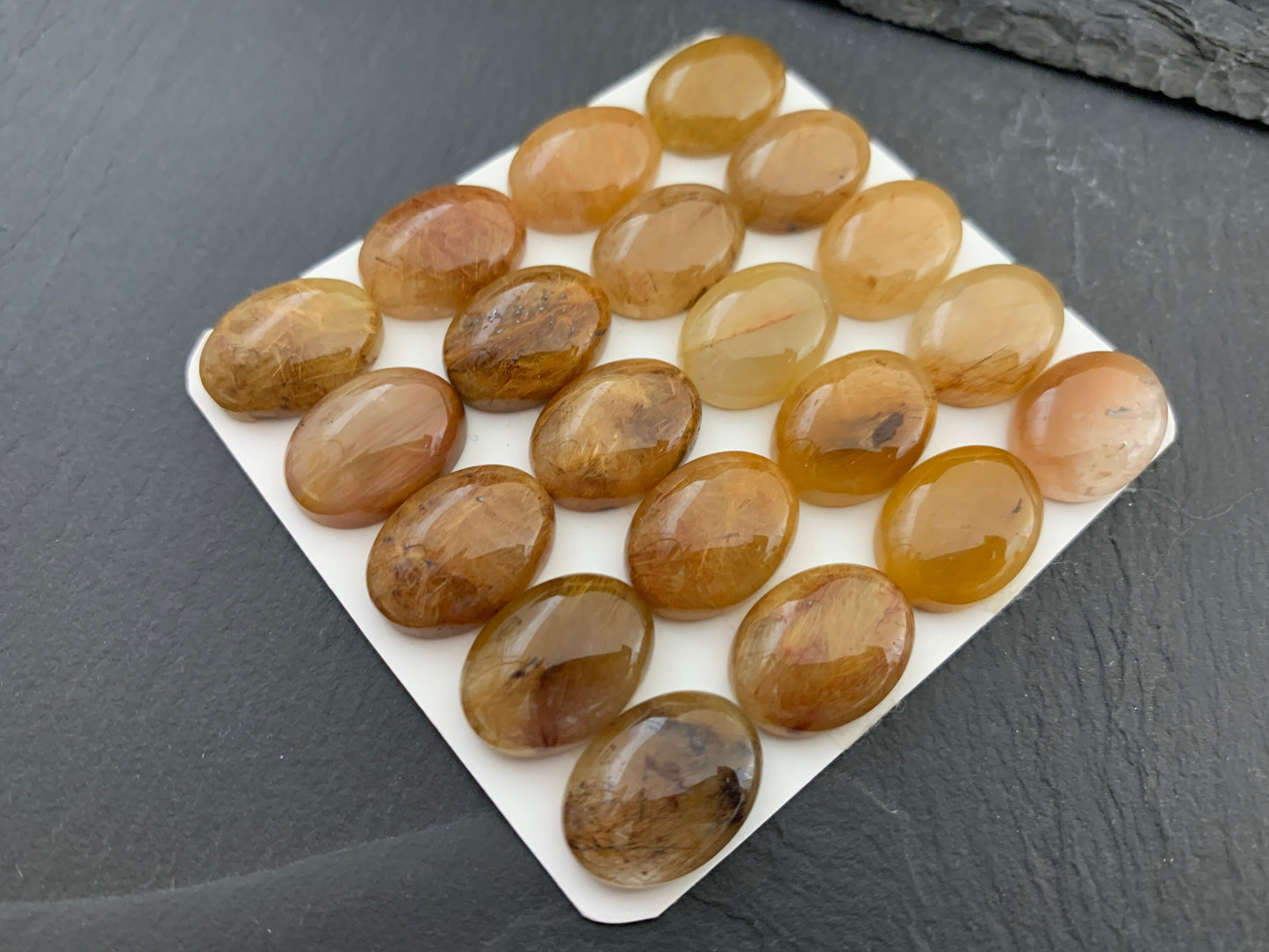Rutilated Quartz oval 12x16mm cabochon - Calibrated cabochons