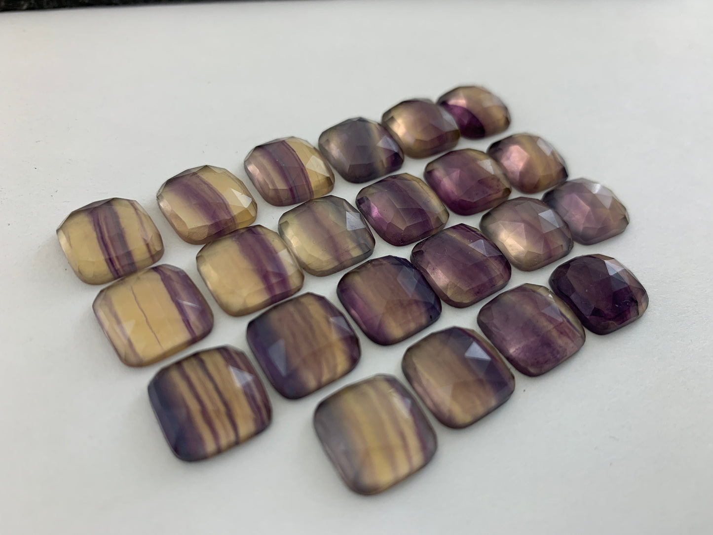 Faceted Fluorite square cushion 12x12mm Cabochon- Select your cabochon