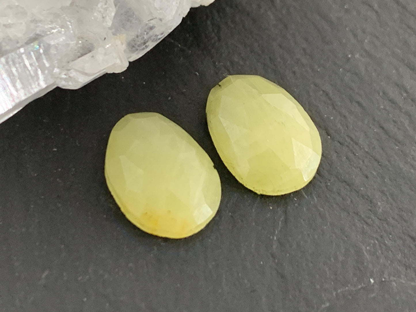 Faceted Yellow Sapphire pair 8x11x3.5mm cabochon