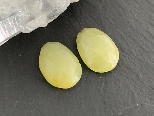 Faceted Yellow Sapphire pair 8x11x3.5mm cabochon