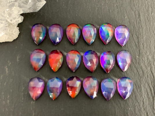 Faceted  Aurora Opal pear 8x12mm cabochon - Doublet cabochons/ Select your cabochon