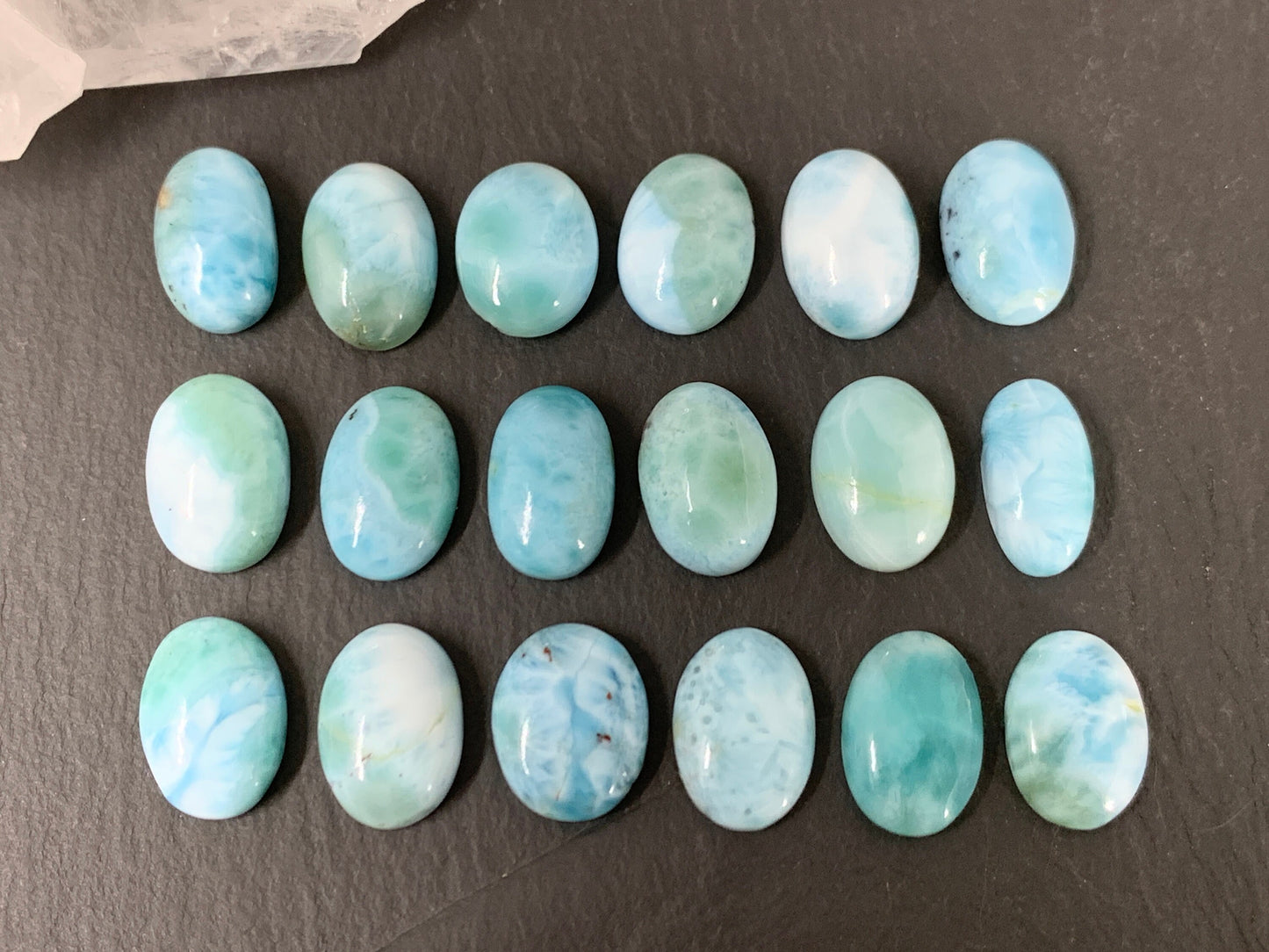 Larimar oval 14mm long cabochon