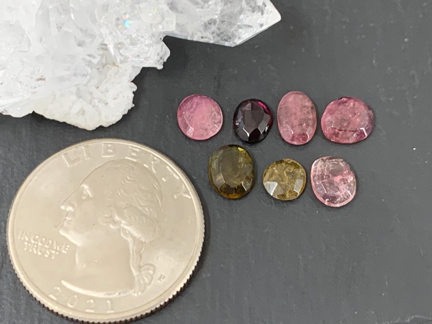 Faceted Tourmaline oval, free form 6-8mm long cabochon