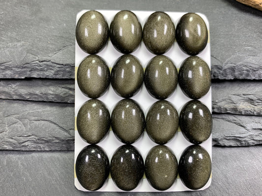 Gold Obsidian oval 15x20mm cabochon - Calibrated cabochons