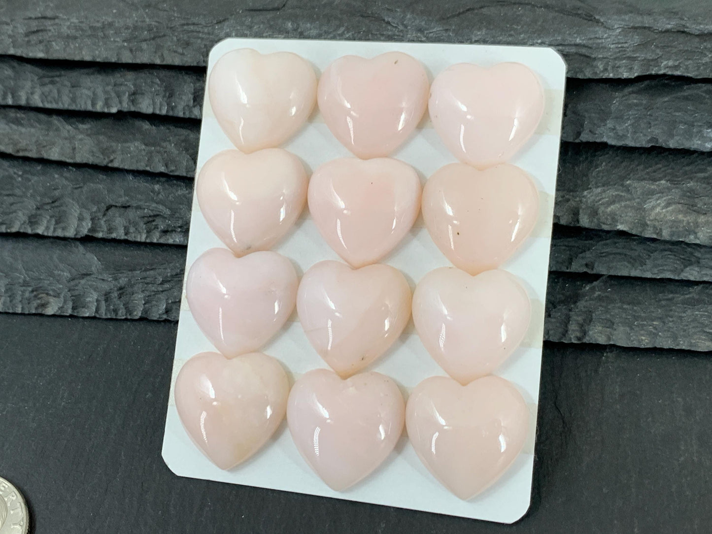 Pink Opal heart 20mm cabochon - Calibrated cabochons