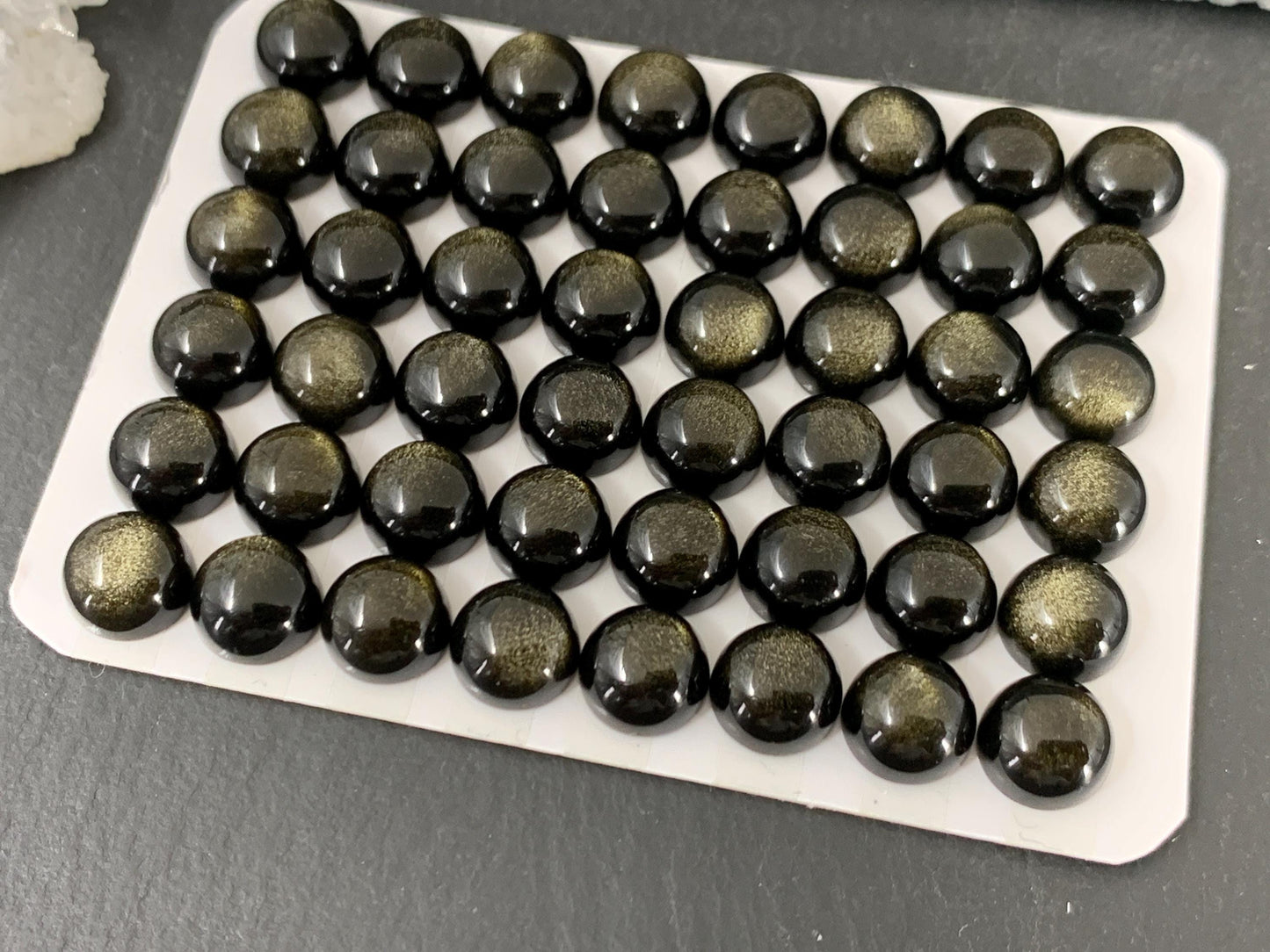 Gold Obsidian round 8mm cabochon - Calibrated cabochons AAA quality