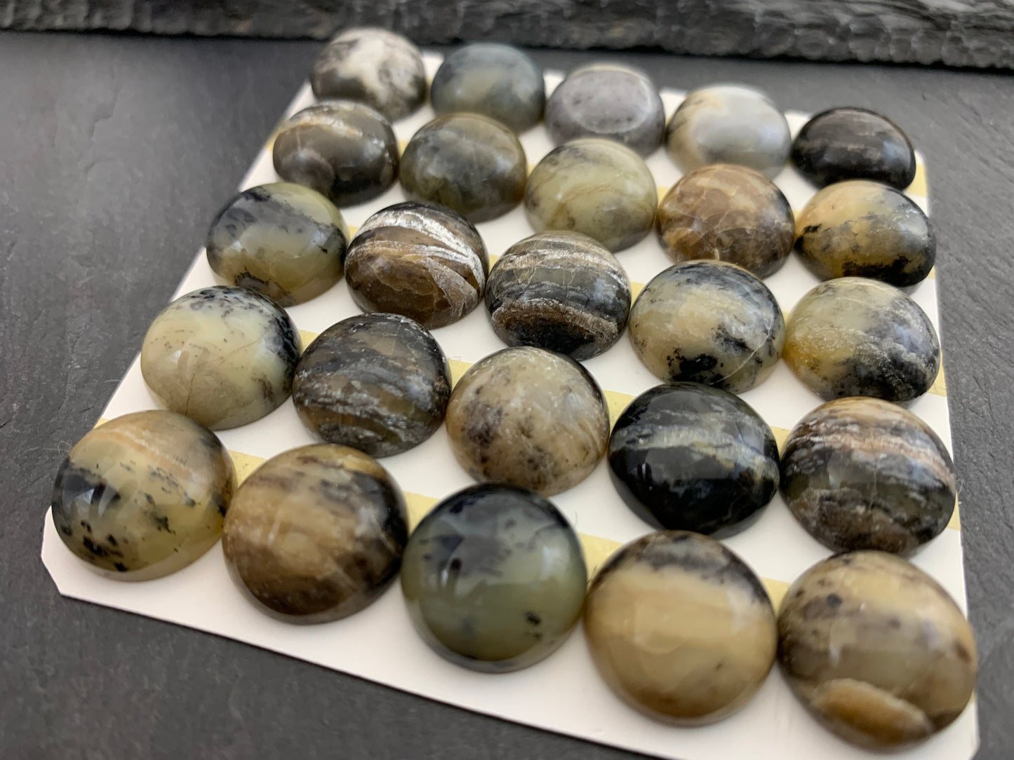 Golden Black Pietersite round 15mm cabochon - Calibrated cabochons  e