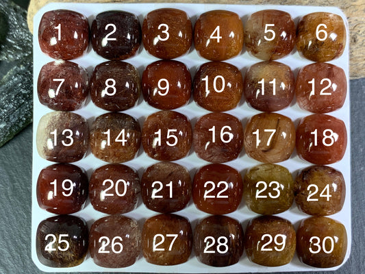 Rutilated Quartz square 12x12mm cabochon - Calibrated Cabochons