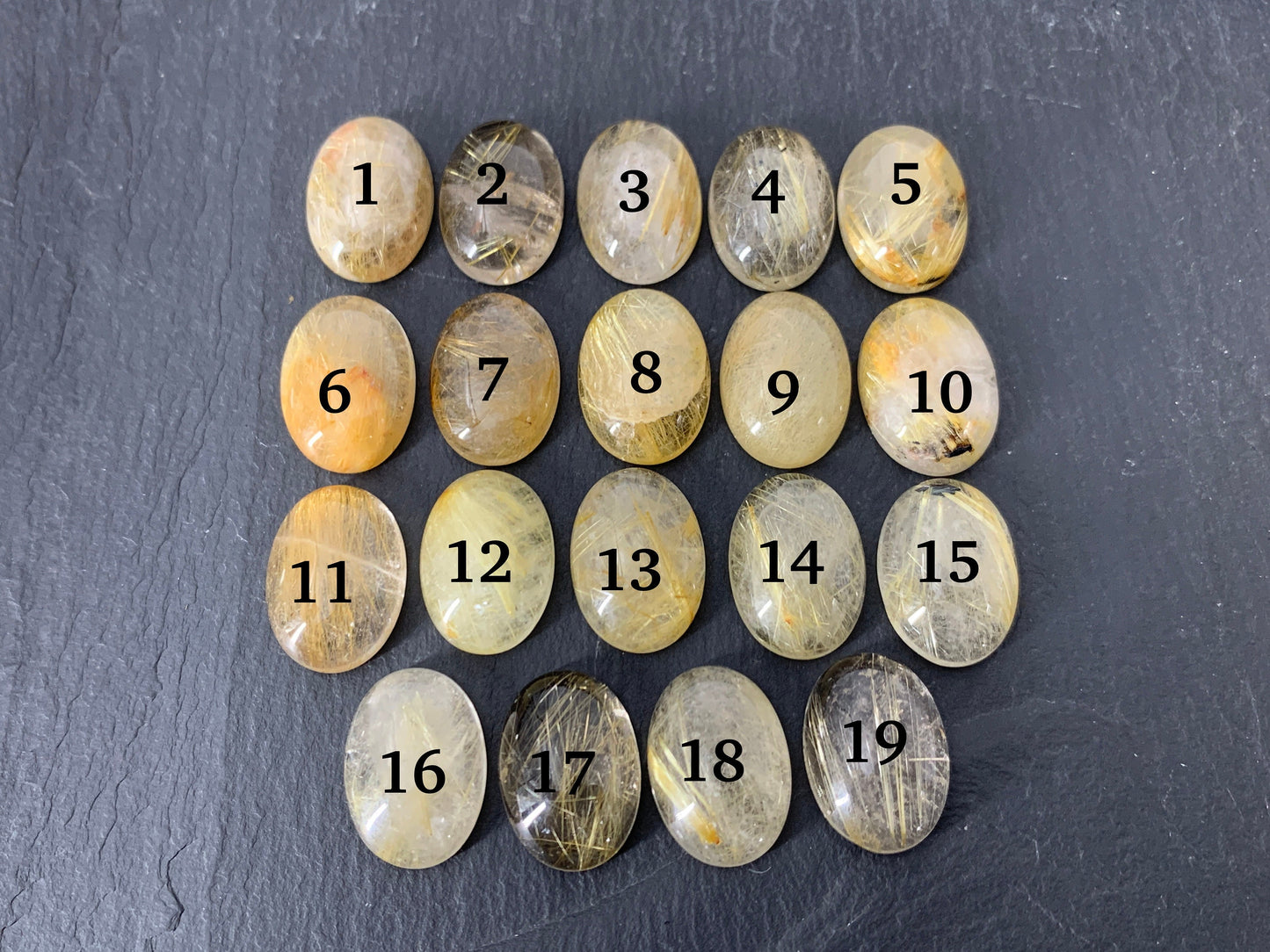 Gold Rutilated Quartz oval 13x18mm cabochon - Calibrated cabochons